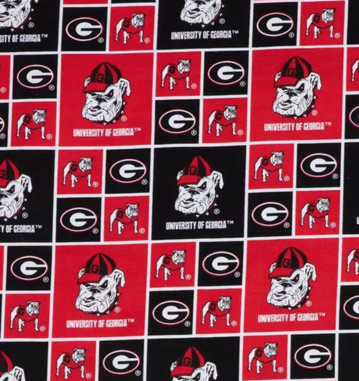 Licensed NCAA University of Georgia All Over GA-020 Cotton Fabric by the Yard